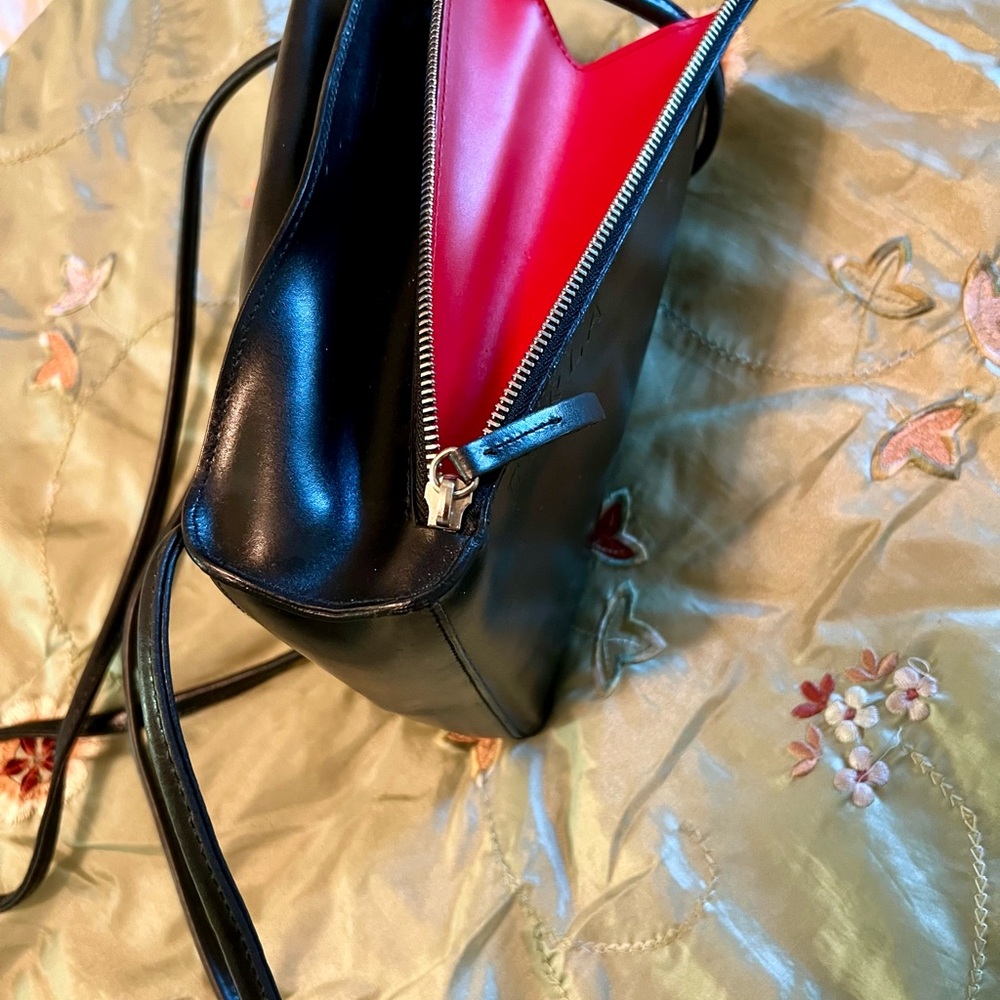 Furla backpack bag, 10”x7”x2.5”, black/red with side zipper. Pre-owned - Picture 3 of 7